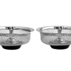 Silar-Avloppssil diskbänkssil med plugg med handtag rostfritt stål Silver 2-pack