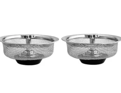 Silar-Avloppssil diskbänkssil med plugg med handtag rostfritt stål Silver 2-pack