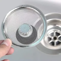Silar-Avloppssil diskbänkssil med plugg med handtag rostfritt stål Silver 2-pack