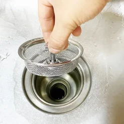 Avloppssil diskbänkssil med plugg med handtag rostfritt stål Silver 1-pack