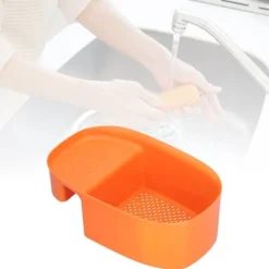 Diskhokorgar-Avloppsställ för diskho Multifunktionell frukt- och grönsaksavrinning Restfilter för kök Orange