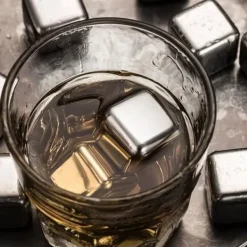 Bac för Isbitar - Inox - 12 st - Återanvändbara - För Whisky - 27mm x 27mm