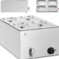 Bain marie elvärmare med kran 4 x GN 1/4 600 W