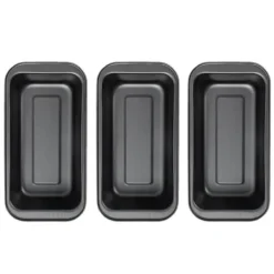 Bakformsset för tårtbröd - Nonstick, rektangulär brödform i kolstål (3 st, 15 cm, svart)