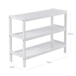 Bambu - skonställ - med 3 nivåer - vit - 70 x 55 x 26 cm