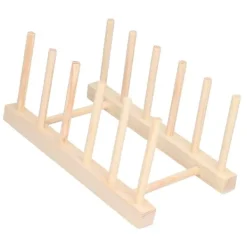 Bambu Skål tallrik Lätt bärbar Miljövänlig Slitstark Tall Trä Diskställ 5 Galler 23 cm