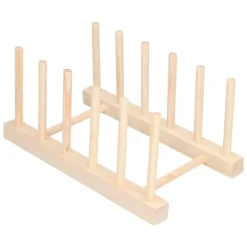 Bambu Skål tallrik Lätt bärbar Miljövänlig Slitstark Tall Trä Diskställ 5 Galler 23 cm