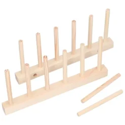 Bambu Skål tallrik Lätt bärbar Miljövänlig Slitstark Tall Trä Diskställ 5 Galler 23 cm