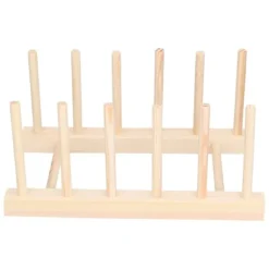 Bambu Skål tallrik Lätt bärbar Miljövänlig Slitstark Tall Trä Diskställ 5 Galler 23 cm