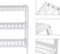Kläd- & Garderobsförvaring-Bambu skohylla / förvaringsställe - Vit 70x55x26 cm