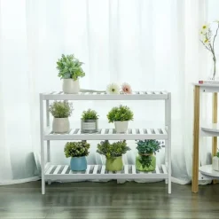 Kläd- & Garderobsförvaring-Bambu skohylla / förvaringsställe - Vit 70x55x26 cm