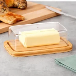 Serveringsfat & Skålar-Bambu smör skål köksbehållare för smör förvaring