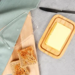 Serveringsfat & Skålar-Bambu smör skål köksbehållare för smör förvaring