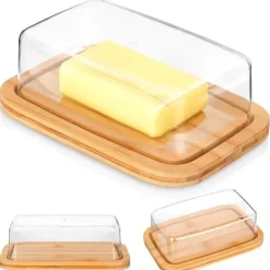 Serveringsfat & Skålar-Bambu smör skål köksbehållare för smör förvaring