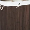Tvättutrustning-Bambu tvättkorg - tvättställ med 2 fack - bricka - med lock - 100 l