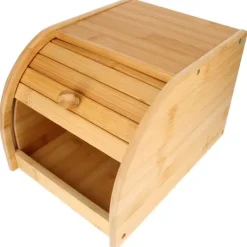 Bambuskasse för Bröd Naturlig Med Skjutöppning Kompakt Ultra Praktisk Cheffinger Ljus Brun