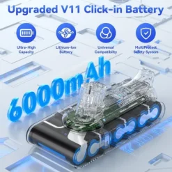 Batteri till Dyson V11, ersättningsbatteri 25,2 V 6000 mAh, V11 Click-in-version (SV14), färg: grå
