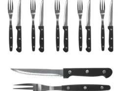 Matbestick-BBQ Steak hamburgare bestick knivar gafflar 12 delar universal