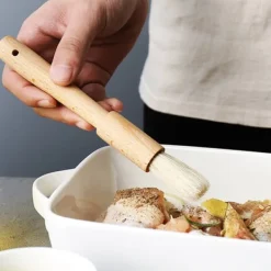 Bakpenslar-BBQ Tråcklingsborstar - Set med 2, trähandtag, för olja, sås, grill, bakning, bakverk