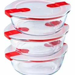 Behållare För Matförvaring-Behållare för matkonservering Pyrex Cook & Heat 1,1 L Transparent 3 Delar