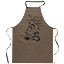 Beige FÖRKLÄDE MED TRYCK kök BEAUTIFUL DAY FIRST COFFEE herr dam