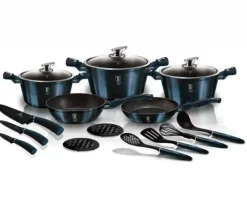 Köksutrustningsset-BERLINGER HAUS BH-6164 AKVAMARIN GRANIT KRYTA SET 17 ELEMENT.