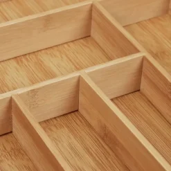 Bestickslåda, Utdragbar 9 fack, 5x49,5x44,5 cm, Natur