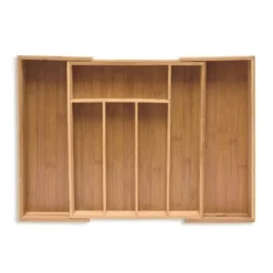 Bestickslåda, Utdragbar Bambu, 6.5x38x35.5 cm, Natur