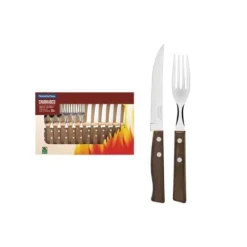 Matbestick-Biffbestick - TRAMONTINA - Churrasco - 12 delar - Trä och rostfritt stål