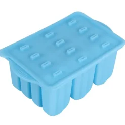 Blå 12-rutigt isbitsform Återanvändbara DIY-glassverktyg Kökstillbehör med lock