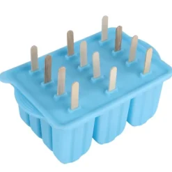 Blå 12-rutigt isbitsform Återanvändbara DIY-glassverktyg Kökstillbehör med lock