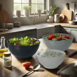 Vispskålar & Bunkar-Blandningsskålsset, plast, grå