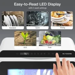 BlitzHome APP Mini Bordsdiskmaskin Diskmaskin Dubbel vatteninloppsdiskmaskin