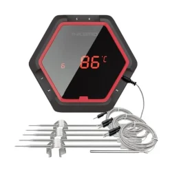 Bluetooth matlagningstermometer, upp till 6 prober, 100 meters trådlös räckvidd,6XS Röd 6 sensor