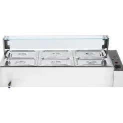 Bänkmodell Matvärmare, 6*8 Qt, Glasöverdrag, Elektrisk Buffé, Perfekt för Catering och Fester, Håll Maten Varm och Fräsch