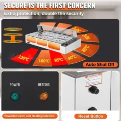 Bänkmodell Matvärmare, 6*8 Qt, Glasöverdrag, Elektrisk Buffé, Perfekt för Catering och Fester, Håll Maten Varm och Fräsch