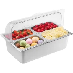 Tillbehör För Matservering-Bänkskiva Matserveringsbehållare 4-pannor, Krydddispenser, Högkvalitativa Serveringsfack