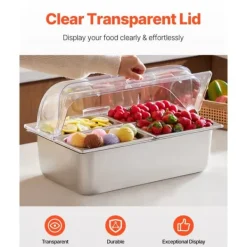 Tillbehör För Matservering-Bänkskiva Matserveringsbehållare 4-pannor, Krydddispenser, Högkvalitativa Serveringsfack