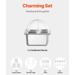 Tillbehör För Matservering-Bänkskiva Matserveringsbehållare 4-pannor, Krydddispenser, Högkvalitativa Serveringsfack