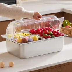 Tillbehör För Matservering-Bänkskiva Matserveringsbehållare 4-pannor, Krydddispenser, Högkvalitativa Serveringsfack