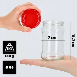 Bok för Förvaring i Glas 315ml - 10 stycken + Röda Lock