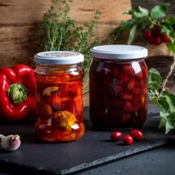 Bok för Förvaring i Glas 315ml - 10 stycken + Röda Lock