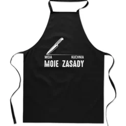Förkläden-Bomullssvart FÖRKLÄDE MED TRYCK MINA REGLER kök herr dam