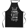 Förkläden-Bomullssvart FÖRKLÄDE MED TRYCK KAFFE kök KAFFE dam herr