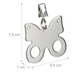 Dukclips & -Vikter-Bordduksvikter, Fjärilsdesign, 7.5x6.5x1 cm, Silver