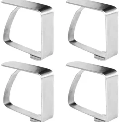 Dukclips & -Vikter-Bordsduksklämmor i stål, 4 st.