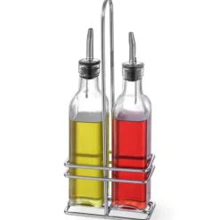 Bordsset med flaskor med korg för olivolja och vinäger 2 x 237ml - Hendi 460245
