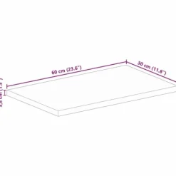 Bordsskiva i massivt mangoträ - Rektangulär bänkskiva | Storlek: 60x30x3,8 cm | Färg: Naturlig träton