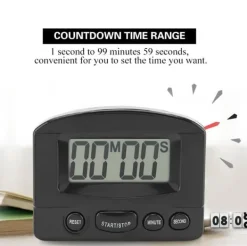 Bärbar Digital Klocka Nedräkningstimer Stor LCD-Display Köksanvändning (Svart