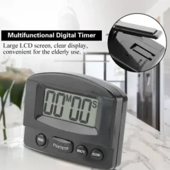 Bärbar Digital Klocka Nedräkningstimer Stor LCD-Display Köksanvändning (Svart